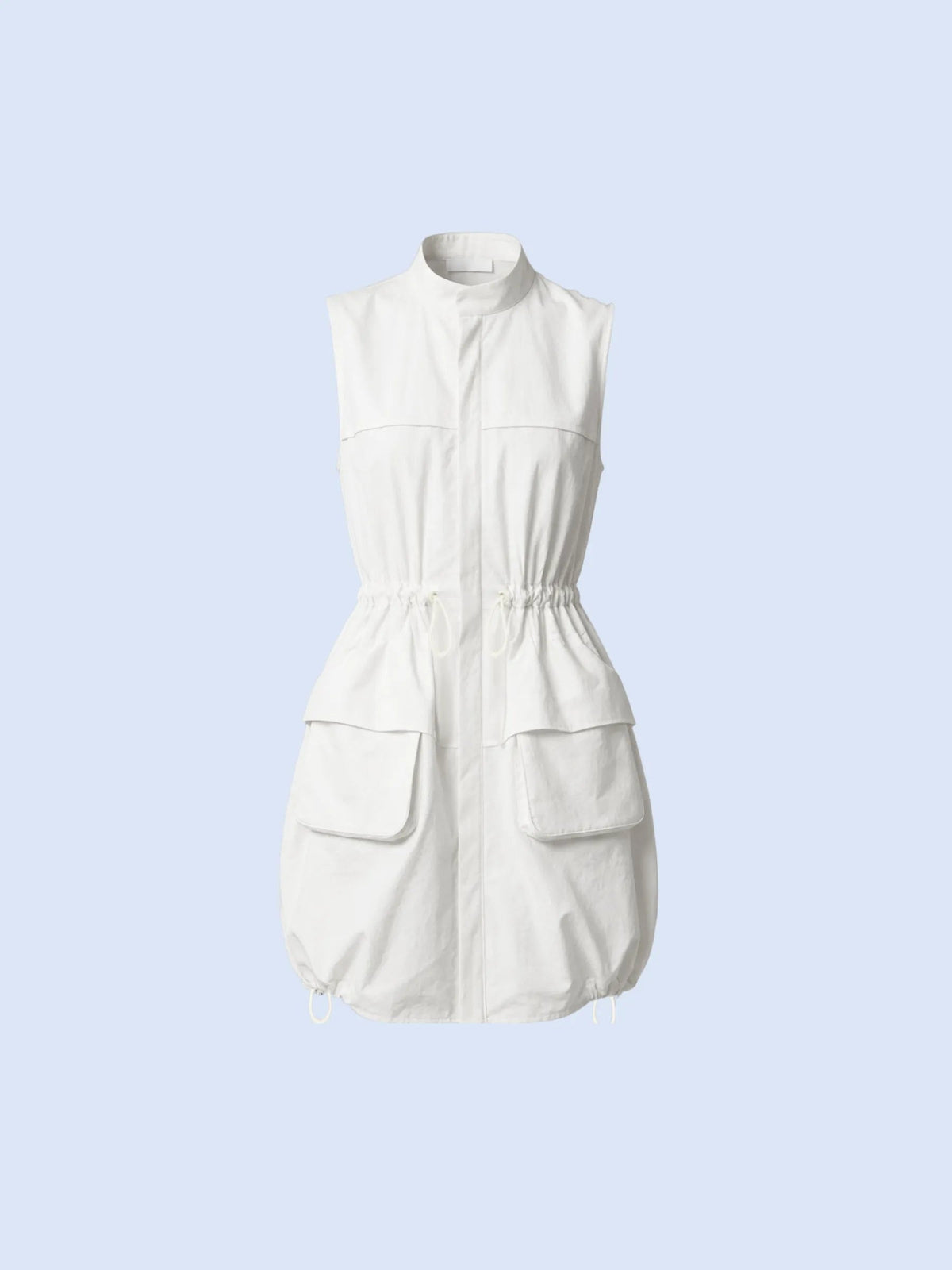 FreshWave™ Drawstring Waist Sleeveless Zipped Long Bubble Dress