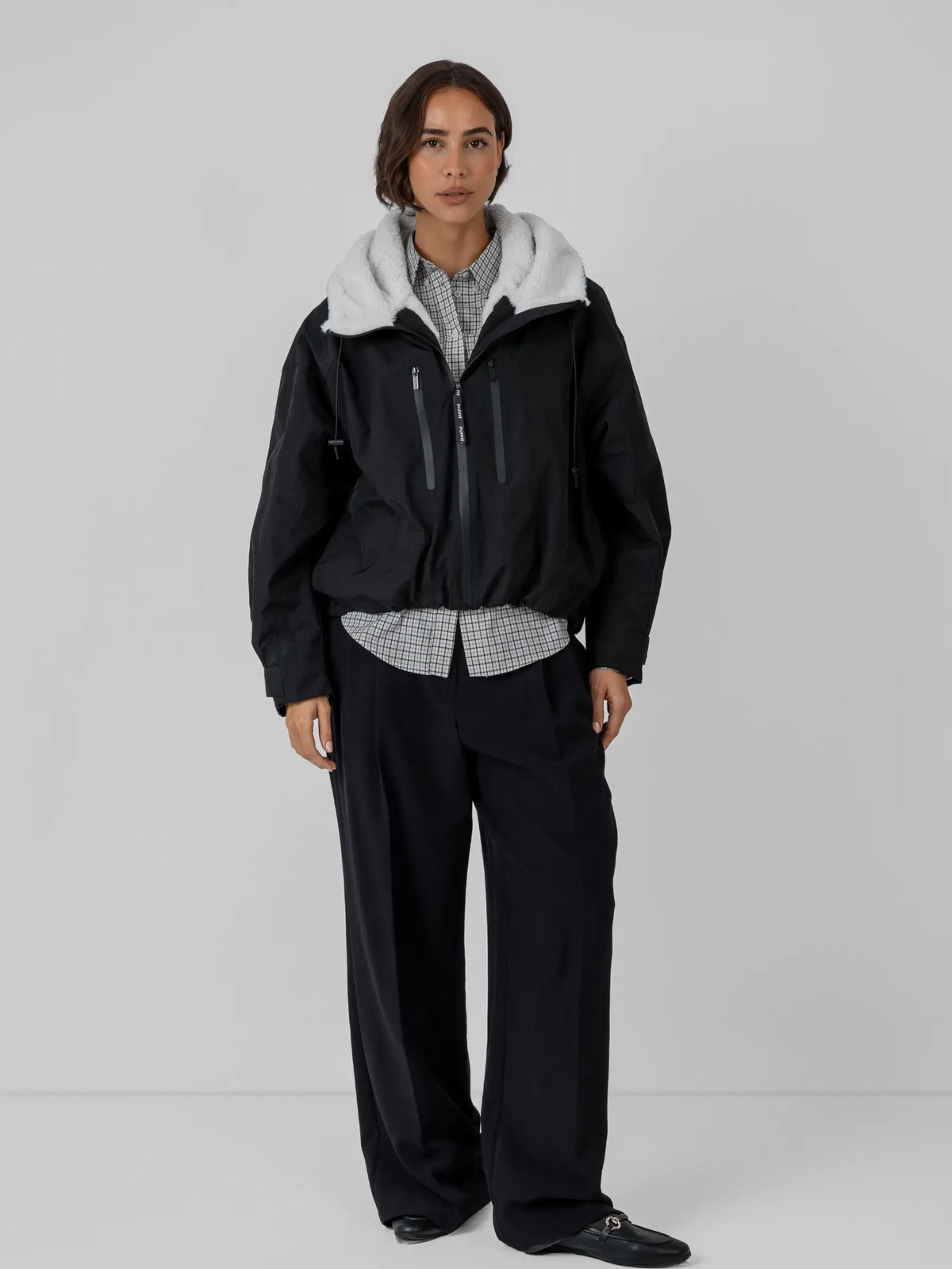 STM-TEX™ Padded & Faux Fur Lined One Size Short Oversized Rain Jacket