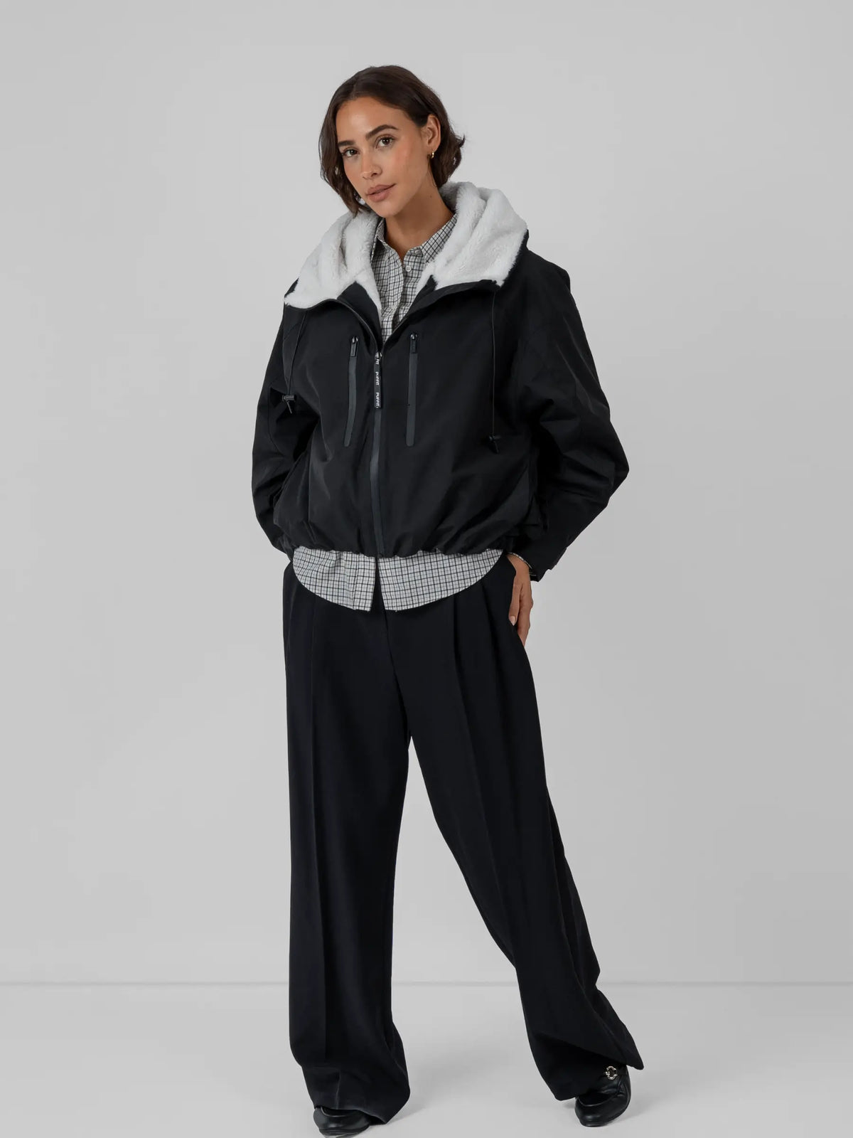 STM-TEX™ Padded & Faux Fur Lined One Size Short Oversized Rain Jacket