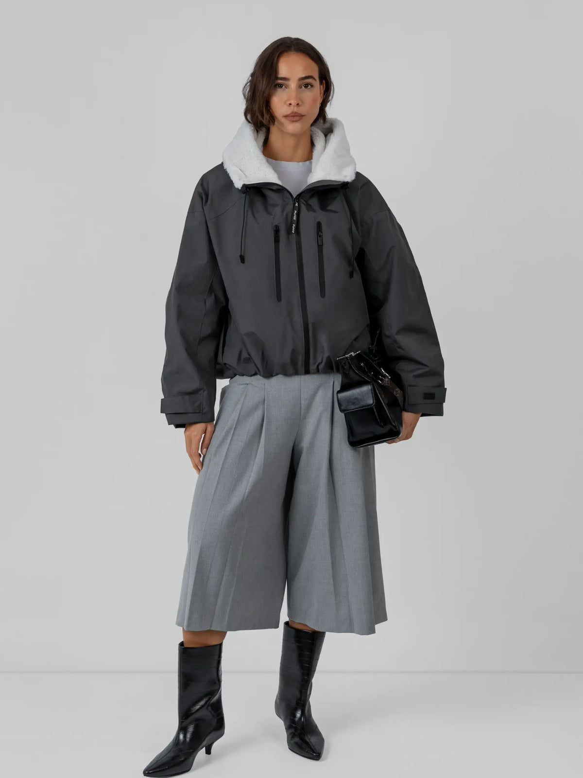 STM-TEX™ Padded & Faux Fur Lined One Size Short Oversized Rain Jacket