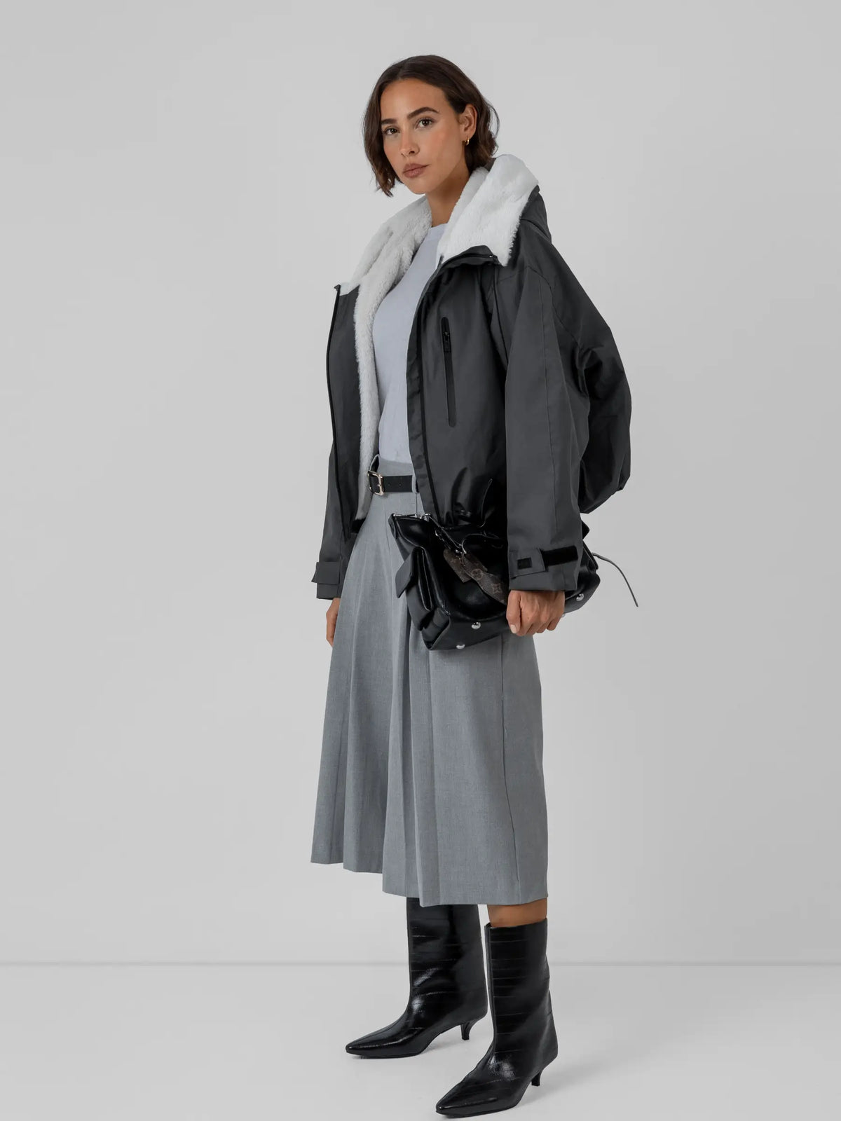 STM-TEX™ Padded & Faux Fur Lined One Size Short Oversized Rain Jacket