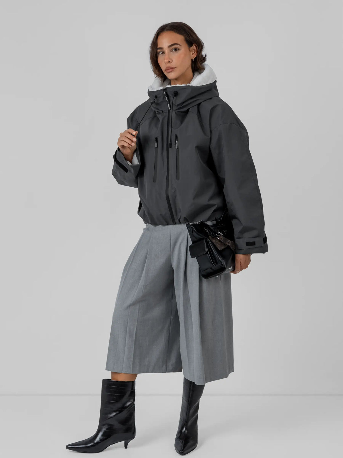 STM-TEX™ Padded & Faux Fur Lined One Size Short Oversized Rain Jacket