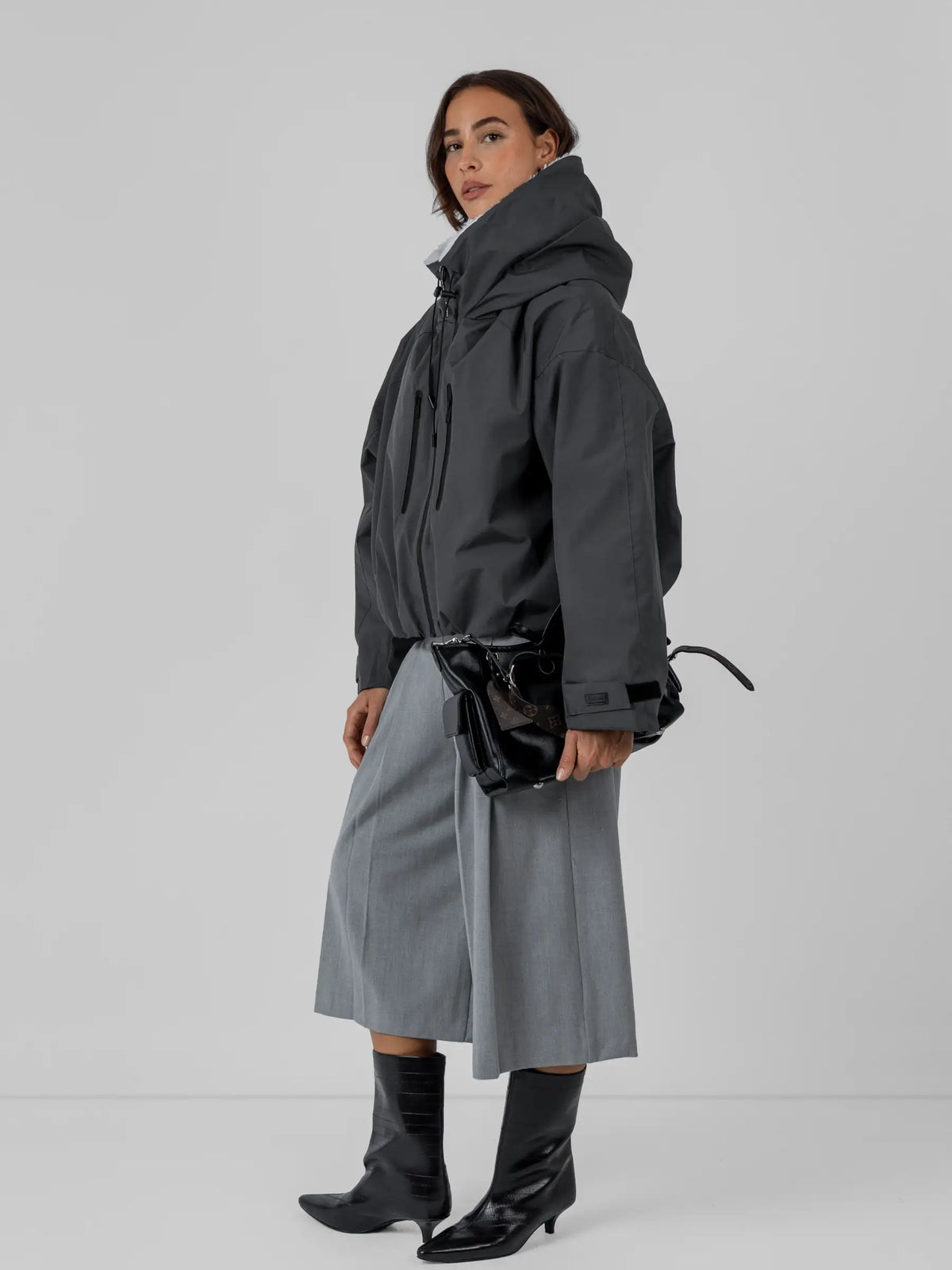 STM-TEX™ Padded & Faux Fur Lined One Size Short Oversized Rain Jacket