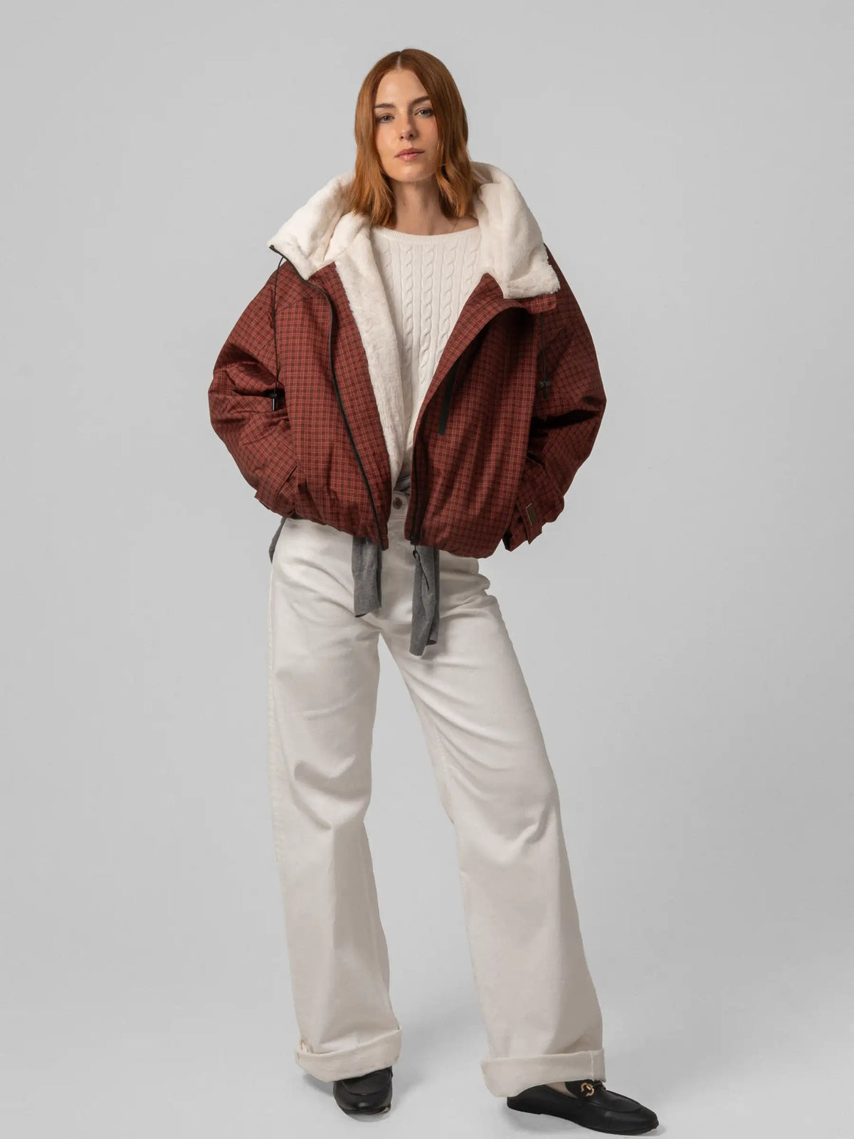 STM-TEX™ Padded & Faux Fur Lined One Size Short Oversized Rain Jacket