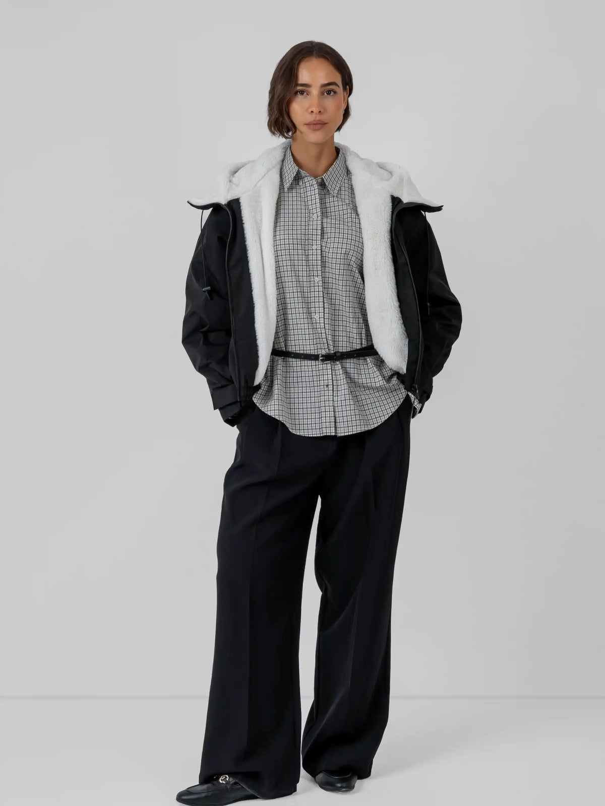 STM-TEX™ Padded & Faux Fur Lined One Size Short Oversized Rain Jacket