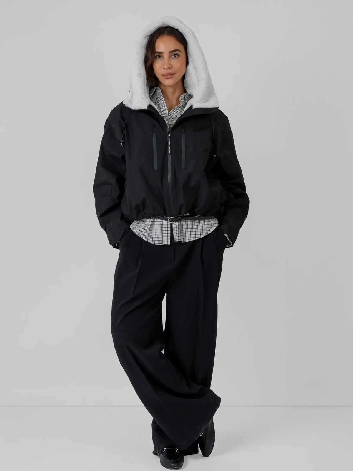 STM-TEX™ Padded & Faux Fur Lined One Size Short Oversized Rain Jacket